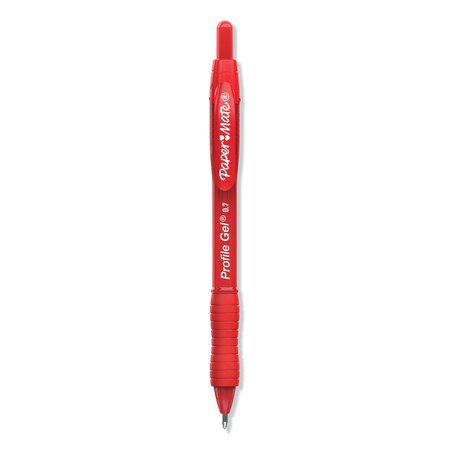 Paper Mate Profile Gel Pen, Retractable, Medium 0.7 mm, Red Ink, Translucent Red Barrel, PK12 PK 2095463